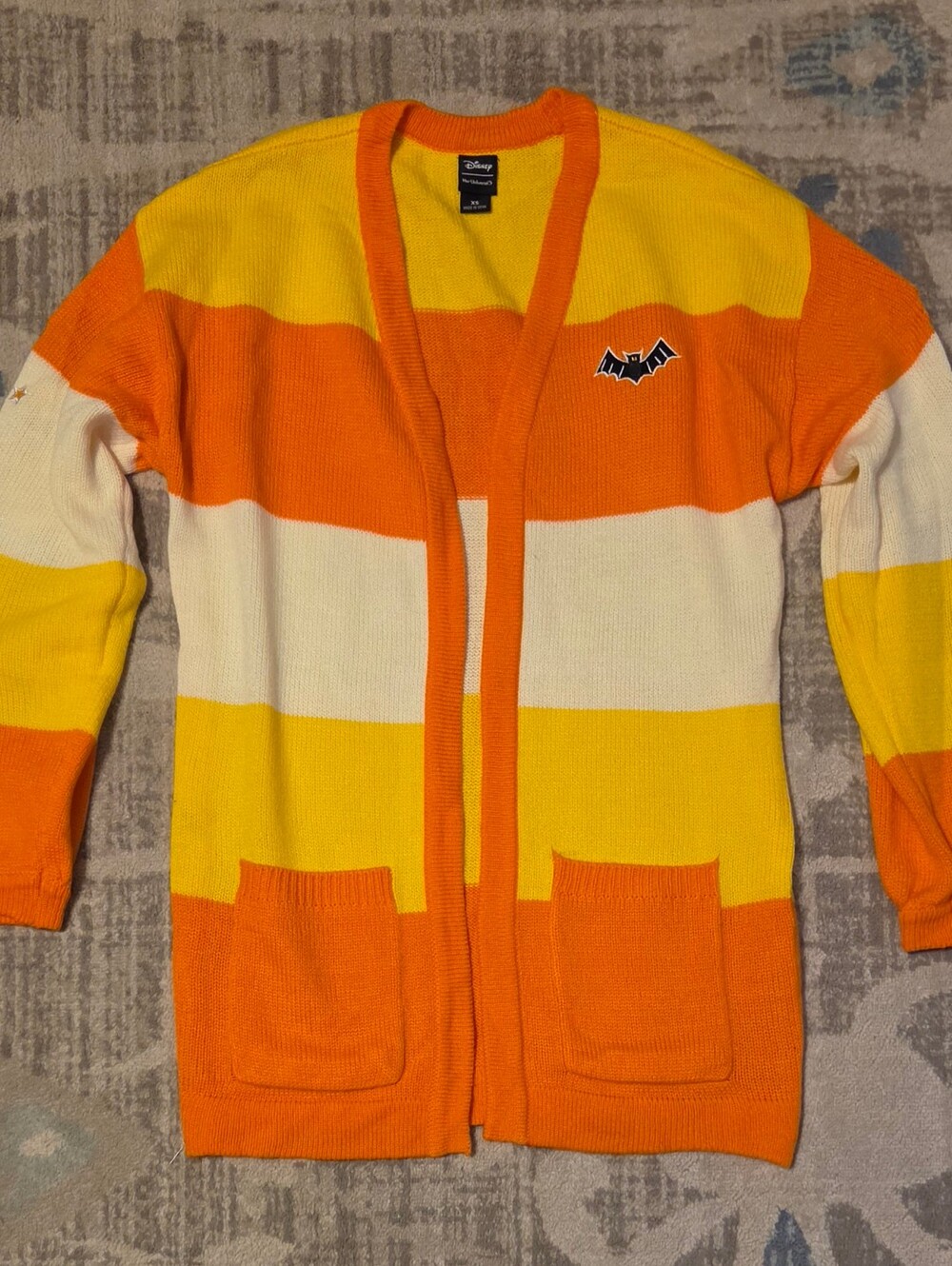 Disney Mickey Mouse Halloween Candy Corn Cardigan. Size XS. Like New